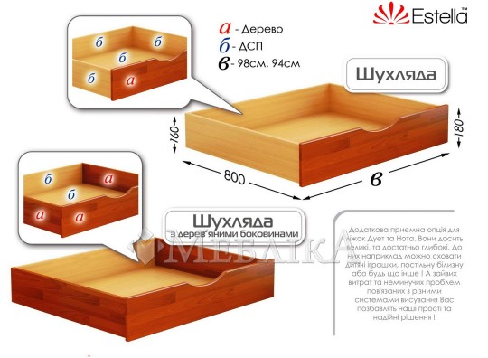 Букове дитяче ліжко Нота з захистом від стіни