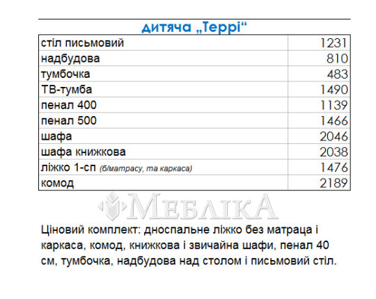 Практичні меблі для дитячої кімнати Террі