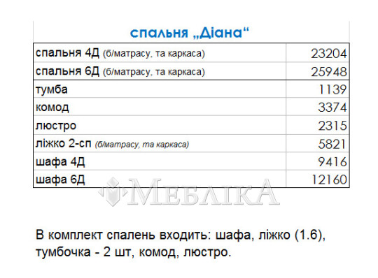 Функціональний спальний гарнітур Діана в античному стилі