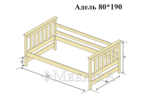 Классическая детская кровать из бука Адель с защитным бортом