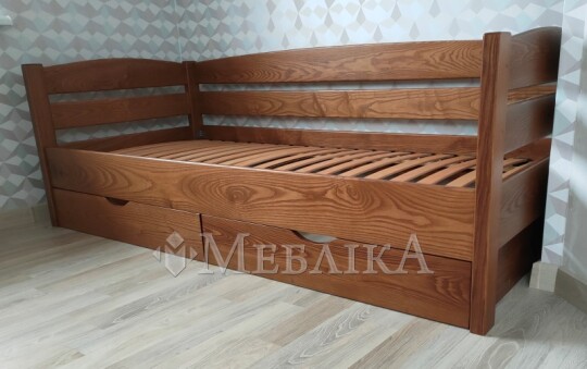 Односпальне дерев’яне ліжко Диванчик з бортами безпеки та шухлядами