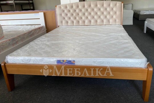 Букове ліжко з м'яким узголів'ям каретної стяжки Токіо Нове