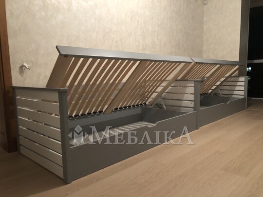 Односпальне ліжко Телесик з боковинками та підйомним механізмом