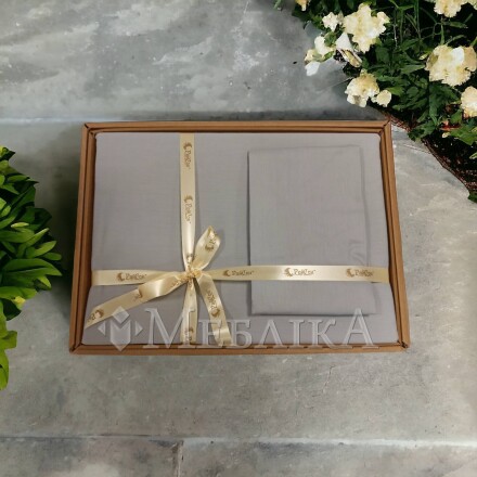 Комплект постільної білизни з натуральної бавовни світло сіра/light grey Двоспальний