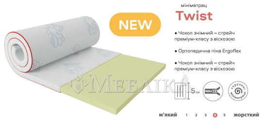 Недорогой матрас-топер тонкий на диван Твист/Twist