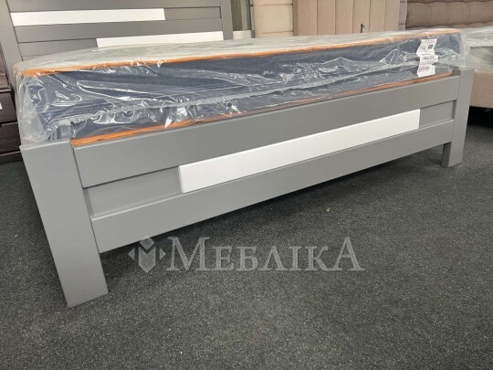 Ліжко з дерева сіре з білими вставками Доміно в наявності Луцьк