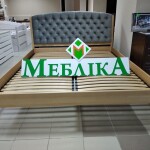 Букове ліжко з м'яким узголів'ям каретної стяжки Токіо Нове