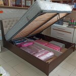 Мягкая двуспальная кровать Токио Новая с подъемным механизмом