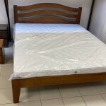 Букове ліжко Афіна нова з вигнутою спинкою