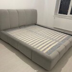Комфортне та м'яке ліжко в тканині  L-026