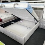 Ліжко в тканині з підйомним механізмом та узголів'ям під нахилом  L-029