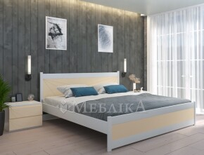 Букове двоспальне ліжко Бордо з оригінальними кольоровими вставками