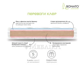 Безпружинний ортопедичний та доволі комфортний матрац Клер